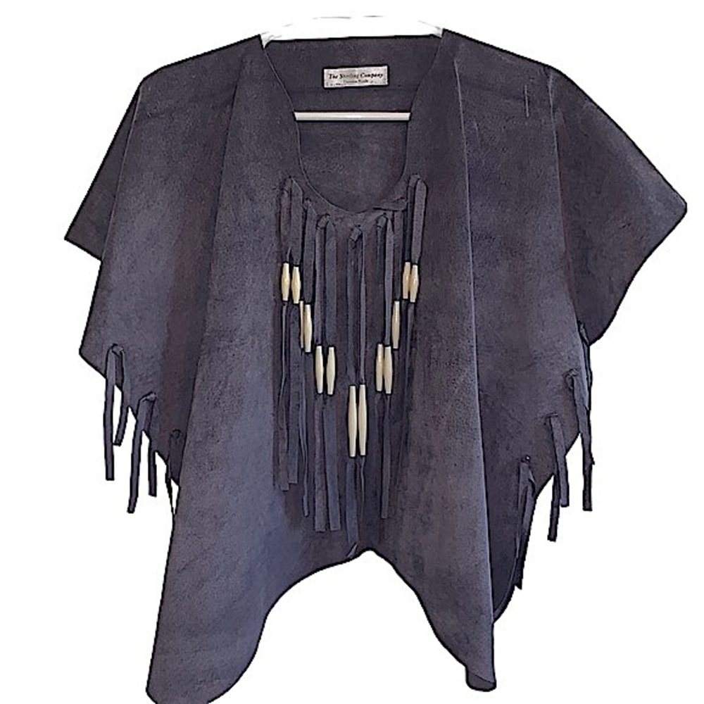 LEATHER BOHO FRINGE TOP PURPLE